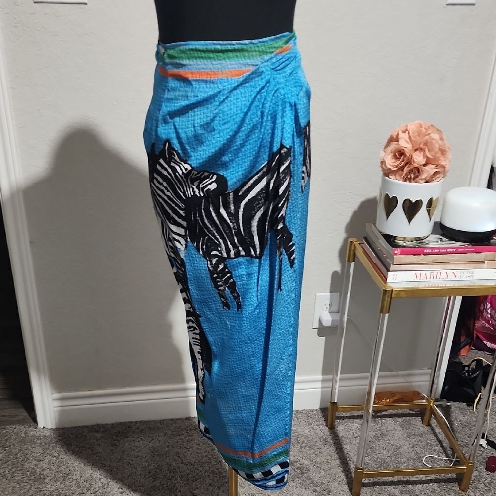 Stella Jean Vibrant Blue Zebra Skirt